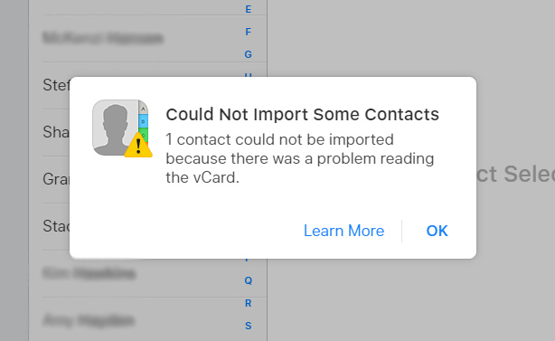 vCard Error