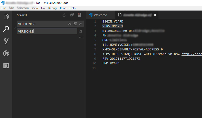 VS Code Find and Replace